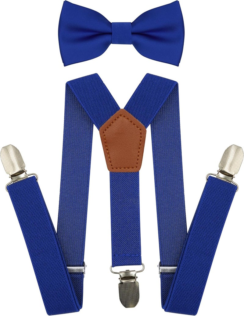 BEWDIO Adjustable Baby Boy Suspenders and Bow Tie, Pre-tied Kids Bowtie and Elastic Suspenders with 4 Strong Metal Clips - Image 1